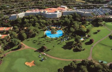 Aerial view of Sun City Hotel and Gary Player Golf Course